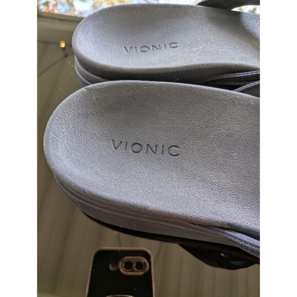 Vionic High Tide II Toe Post Navy Blue Patent Leather Sandal Women's size 11 NEW - Picture 8 of 9